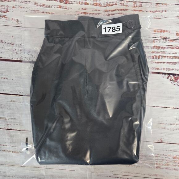 Vintage Black Genuine Leather Mini Skirt Vtg Sz 9 (26") Office Siren Edgy Retro - Picture 9 of 9